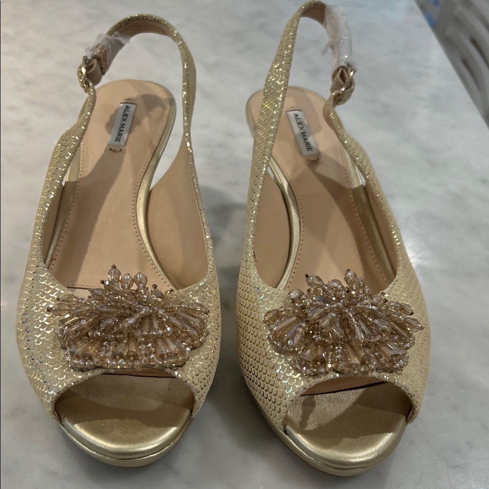 Alex Marie Gold Embellished Sandals